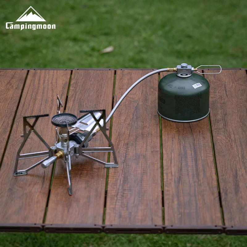 Outdoor Camping Extension Cord - อุปกรณ์เตาแก๊สแบบแยกส่วนสำหรับใช้งานกลางแจ้ง สายต่อถังแก๊สแบบแบนพร้อมวาล์ว อะแดปเตอร์ท่อต่อเตาแก๊สสำหรับตั้งแคมป์ อุปกรณ์ตั้งแคมป์