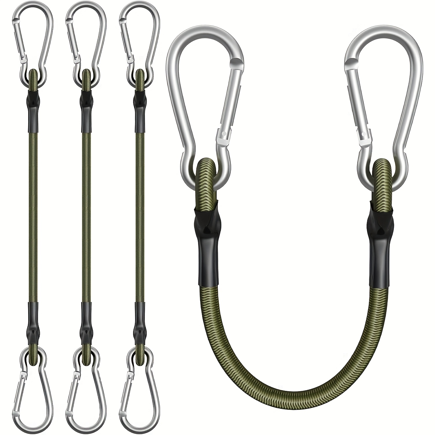 Outdoor Camping Extension Cord - เชือกยืดหยุ่น 2 ชิ้น พร้อมตะขออะลูมิเนียม ขนาด 8