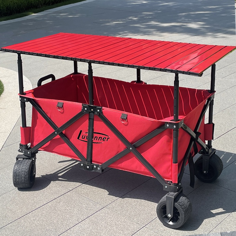 Outdoor Camping Usa - รถเข็นแคมป์ปิ้งกลางแจ้งแบบพับได้ ขายดีที่สุดในสหรัฐอเมริกา โต๊ะเคลื่อนที่ปรับความสูงได้ขนาดใหญ่สำหรับ OEM แคมป์ปิ้งและขายของริมทาง