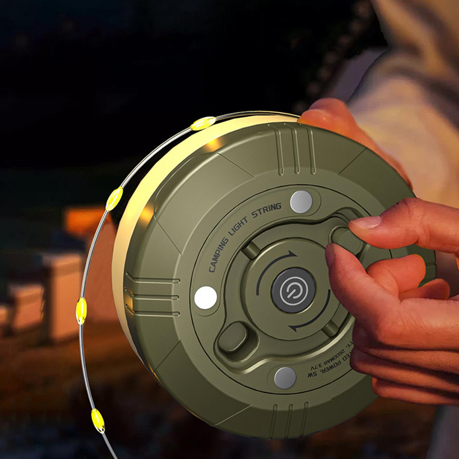 Outdoor Camping Lights String - ไฟแคมป์ปิ้งแบบพับเก็บได้ 20 เมตร ชาร์จผ่านพอร์ต Type-C ความจุ