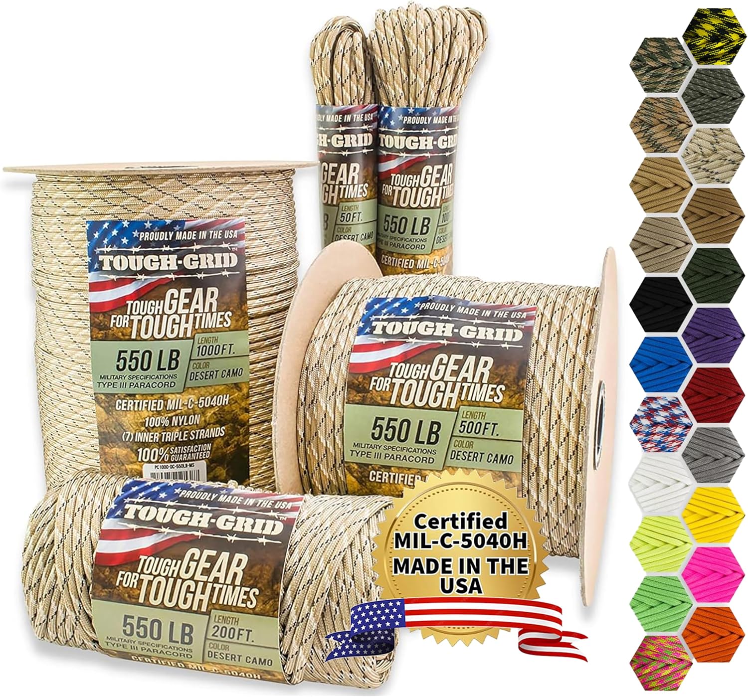 Outdoor Camping Usa - เชือกพาราคอร์ด 550 ไนลอน, ผลิตในสหรัฐอเมริกา, ชุดอุปกรณ์เอาตัวรอด, สำหรับการผจญภัยกลางแจ้ง,
