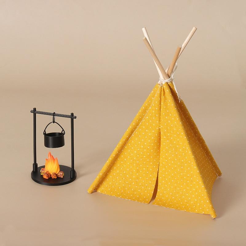 Outdoor Camping Toys - เต็นท์จำลองขนาด 1:12 สำหรับตกแต่ง โมเดลเต็นท์แคมป์ปิ้ง ของตกแต่งฉากจำลองกลางแจ้ง อุปกรณ์เสริมฉากจิ๋ว