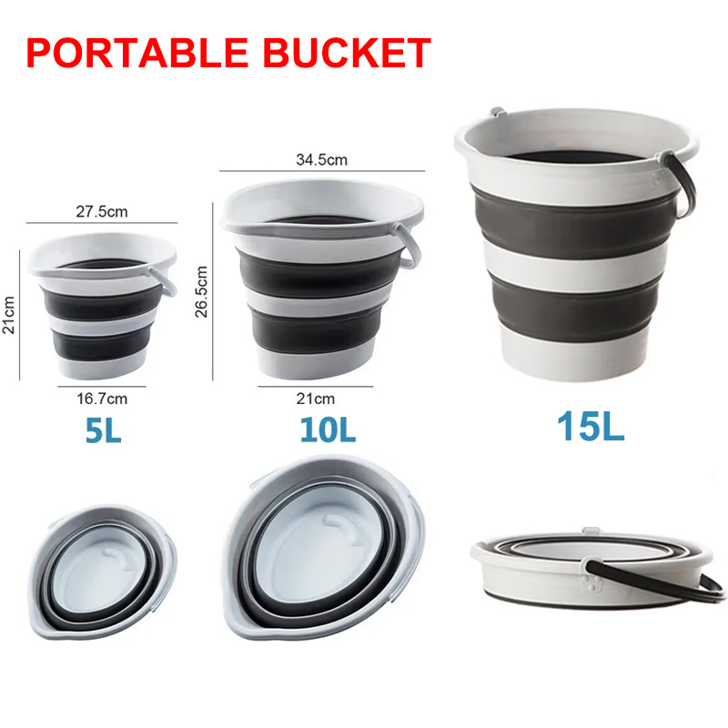 Outdoor Camping Bin - ถังซิลิโคนพับได้แบบพกพา5/10/15L สำหรับล้างกลางแจ้งถังน้ำพับได้สำหรับตั้งแคมป์ประหยัดพื้นที่ถังล้างรถ