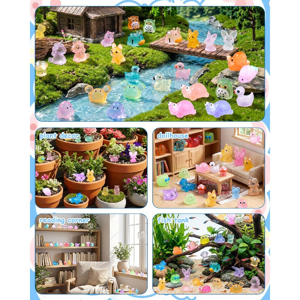 Outdoor Camping Toys - 3 แพ็ค 12 ชิ้น ถุงสุ่มสัตว์จิ๋วเรืองแสงในที่มืด, ฟิกเกอร์สัตว์เรซินขนาดเล็กเรืองแสง,