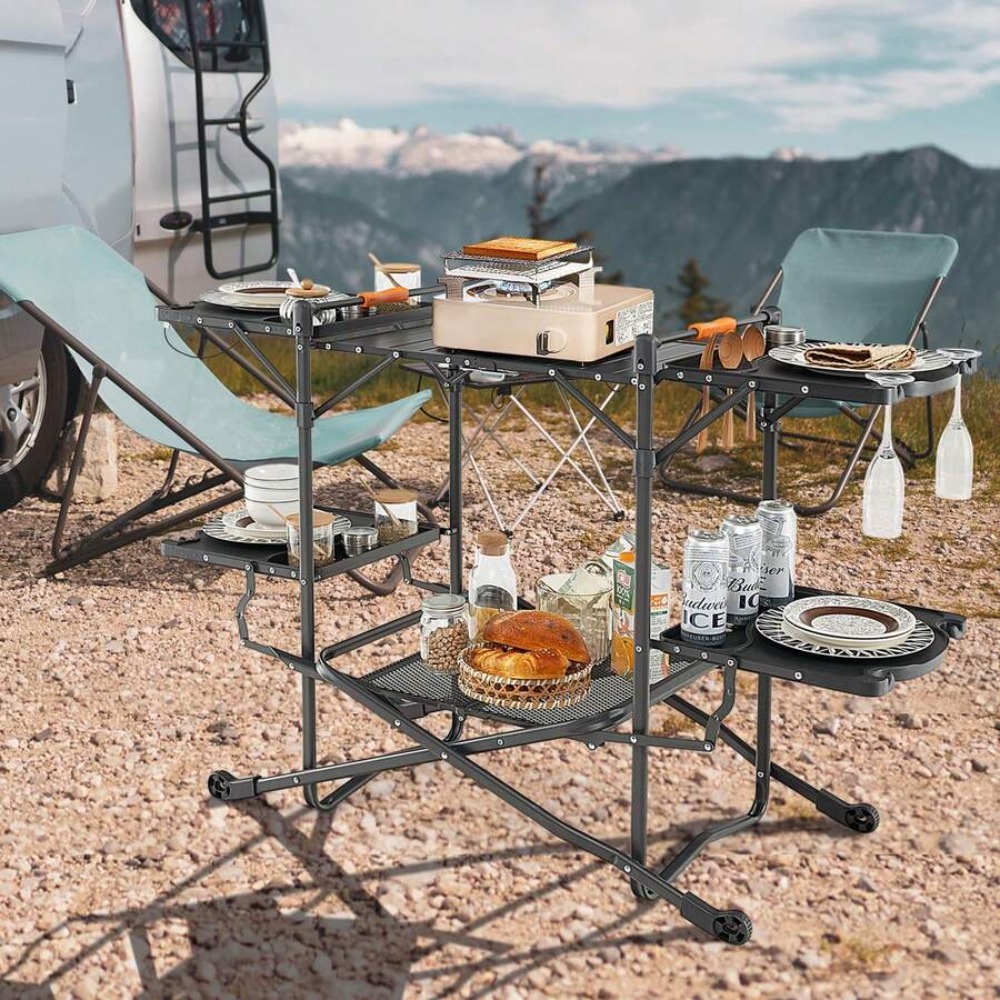 โต๊ะพับสำหรับทำอาหารแคมป์ปิ้ง  - Outdoor Camping Kitchen Setup บทวิจารณ์และราคา