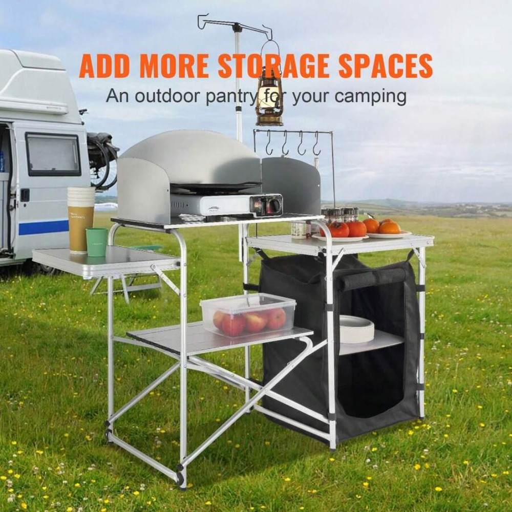 โต๊ะครัวพับได้สำหรับตั้งแคมป์ก - Outdoor Camping Kitchen Setup บทวิจารณ์และราคา