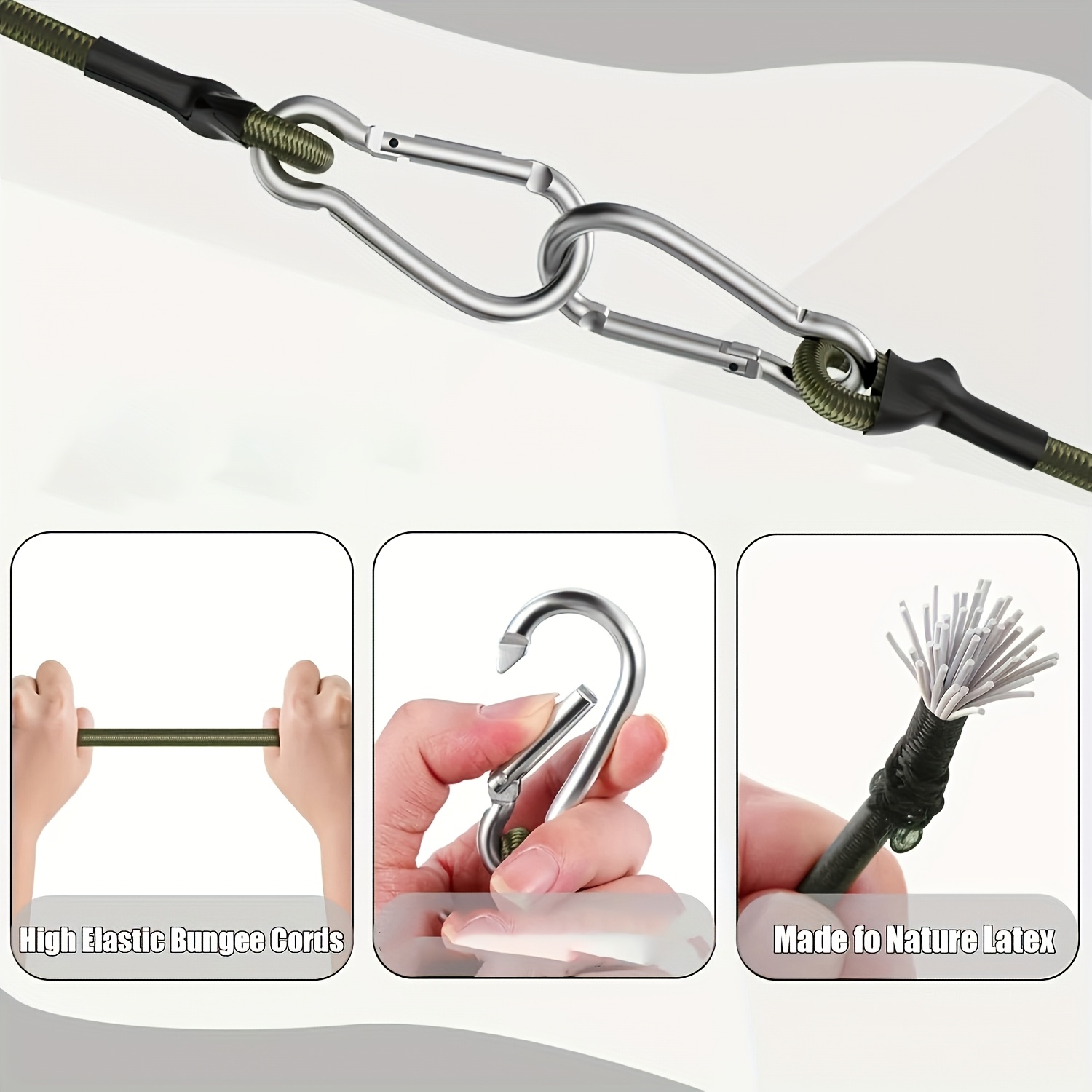 เชือกยืดหยุ่น 2 ชิ้น พร้อมตะขอ - Outdoor Camping Extension Cord บทวิจารณ์และราคา