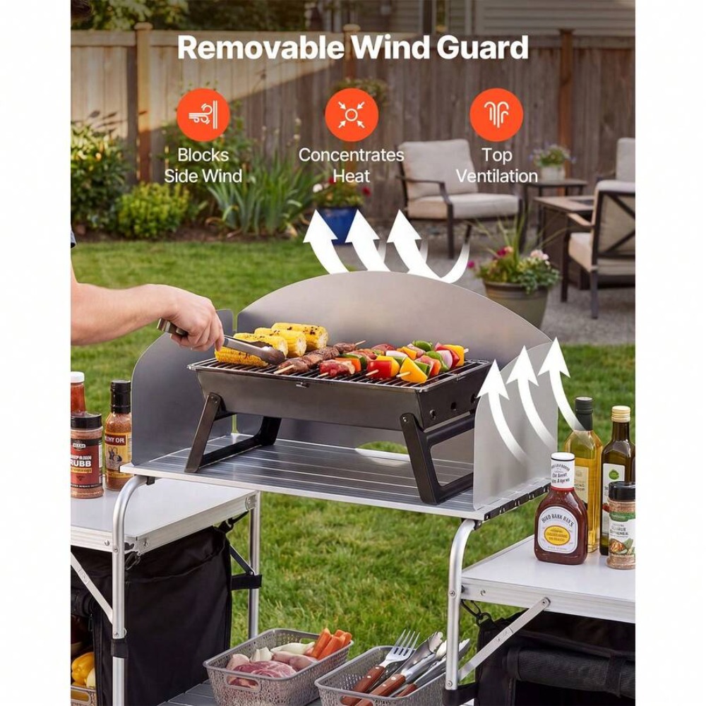 โต๊ะพับพกพาสำหรับทำอาหารกลางแจ - Outdoor Camping Kitchen Setup บทวิจารณ์และราคา