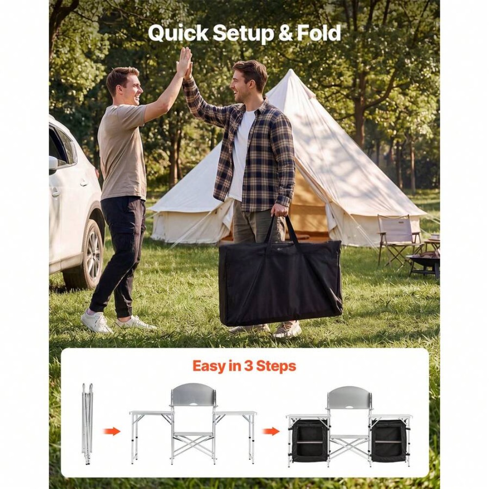 โต๊ะพับพกพาสำหรับทำอาหารกลางแจ - Outdoor Camping Kitchen Setup บทวิจารณ์และราคา
