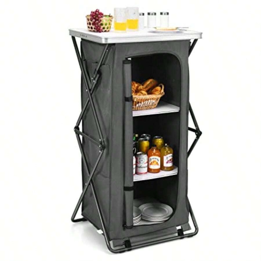 ตู้เก็บของพับได้สำหรับแคมป์ปิ้ - Outdoor Camping Kitchen Setup บทวิจารณ์และราคา