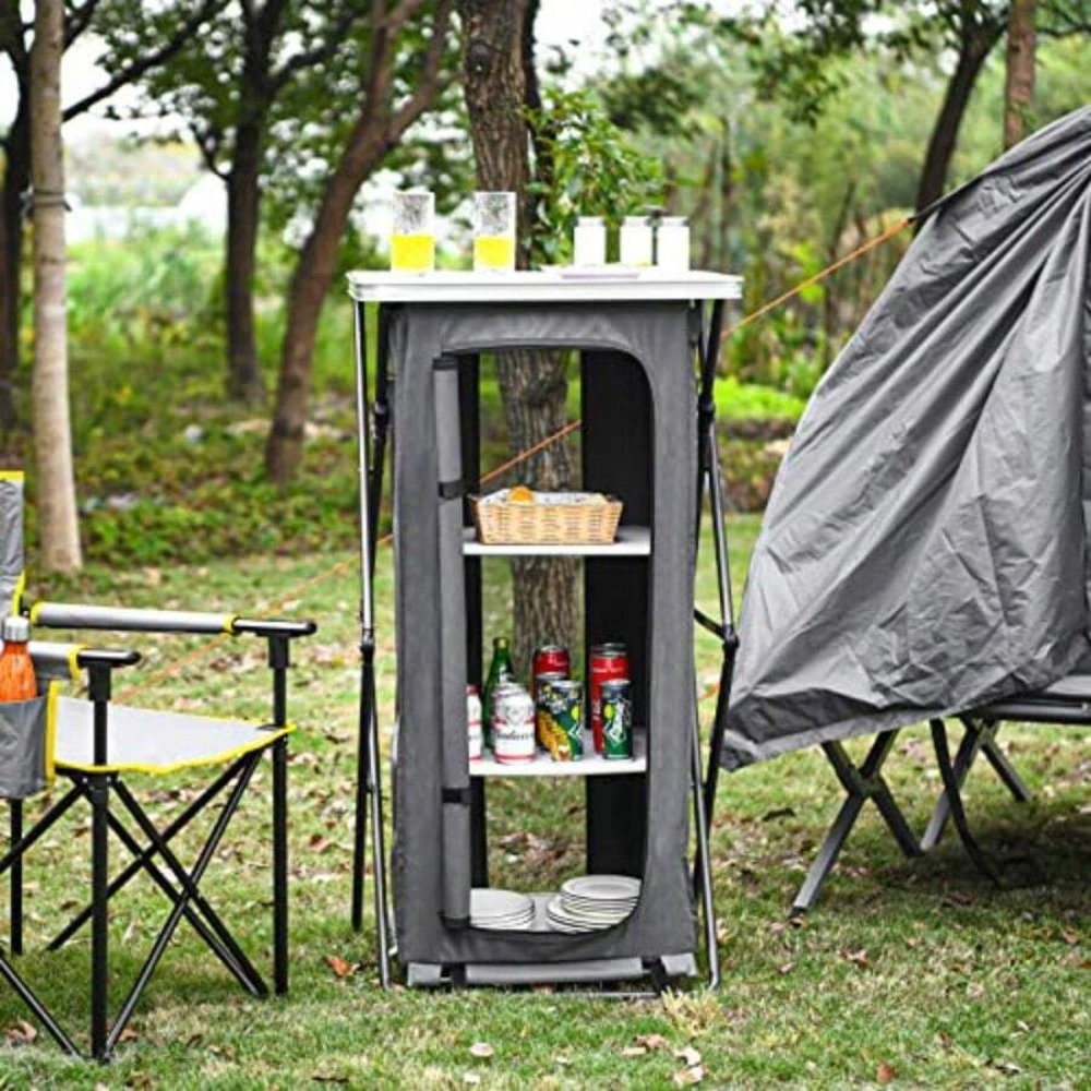ตู้เก็บของพับได้สำหรับแคมป์ปิ้ - Outdoor Camping Kitchen Setup บทวิจารณ์และราคา