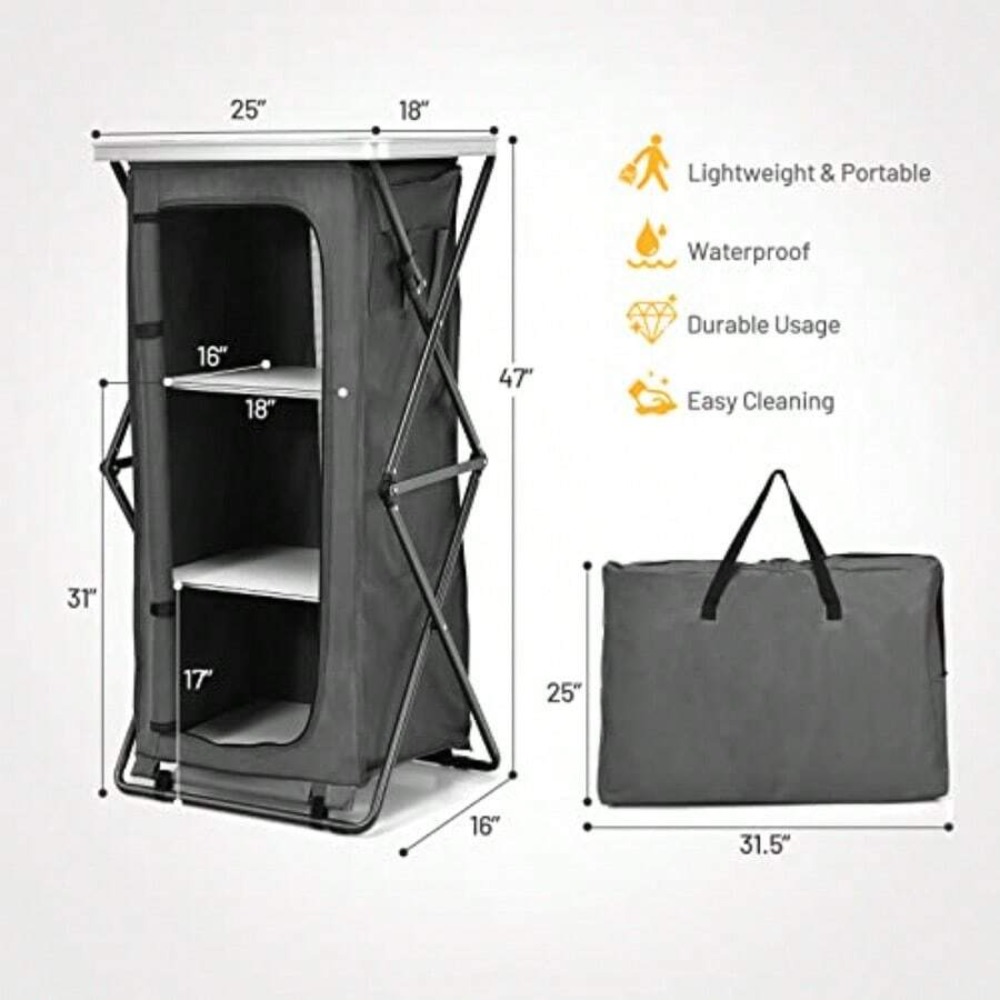 ตู้เก็บของพับได้สำหรับแคมป์ปิ้ - Outdoor Camping Kitchen Setup บทวิจารณ์และราคา