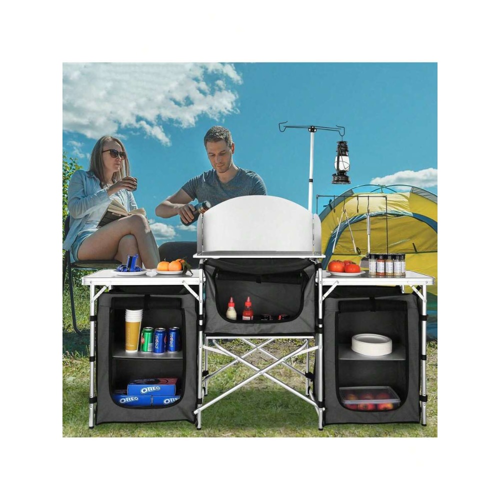 โต๊ะครัวพับได้สำหรับตั้งแคมป์พ - Outdoor Camping Kitchen Setup บทวิจารณ์และราคา