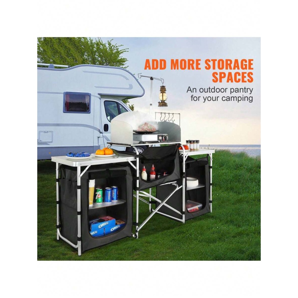 โต๊ะครัวพับได้สำหรับตั้งแคมป์พ - Outdoor Camping Kitchen Setup บทวิจารณ์และราคา