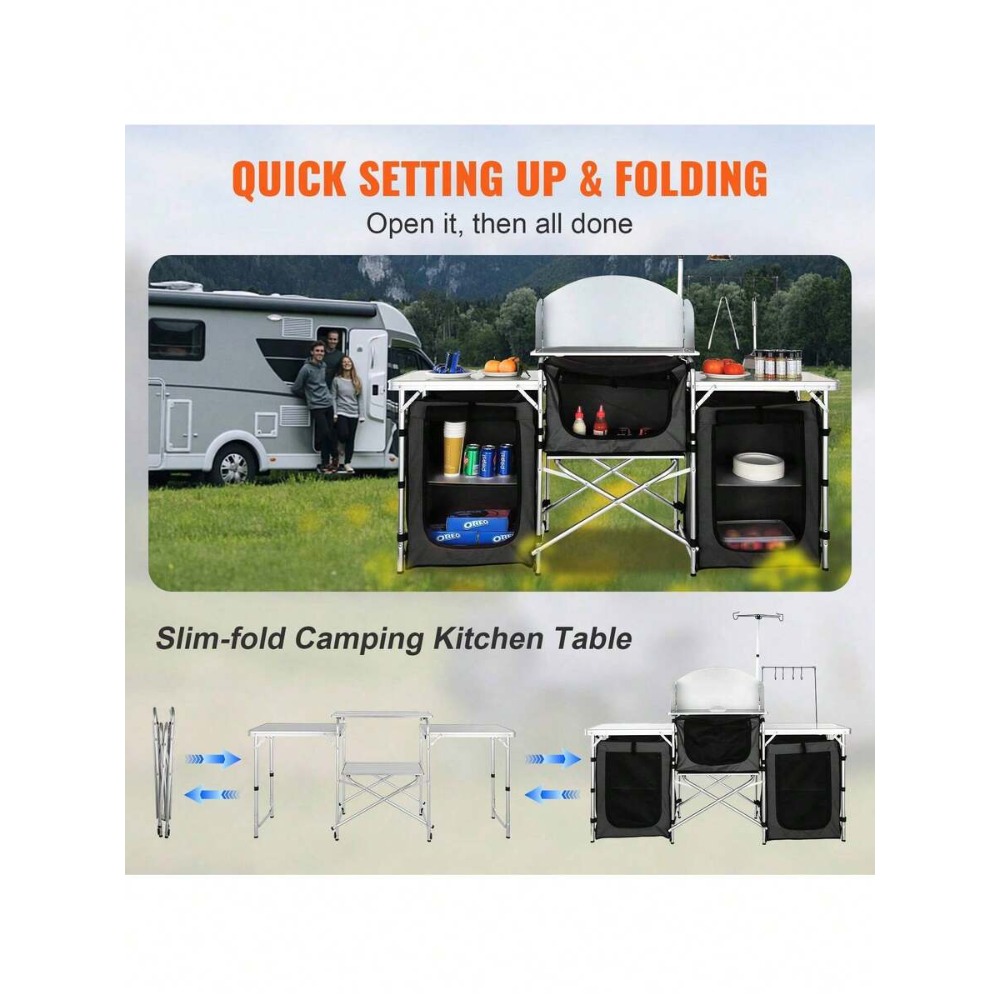 โต๊ะครัวพับได้สำหรับตั้งแคมป์พ - Outdoor Camping Kitchen Setup บทวิจารณ์และราคา