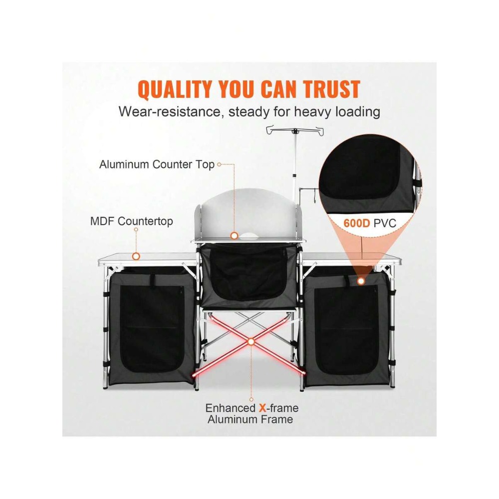 โต๊ะครัวพับได้สำหรับตั้งแคมป์พ - Outdoor Camping Kitchen Setup บทวิจารณ์และราคา