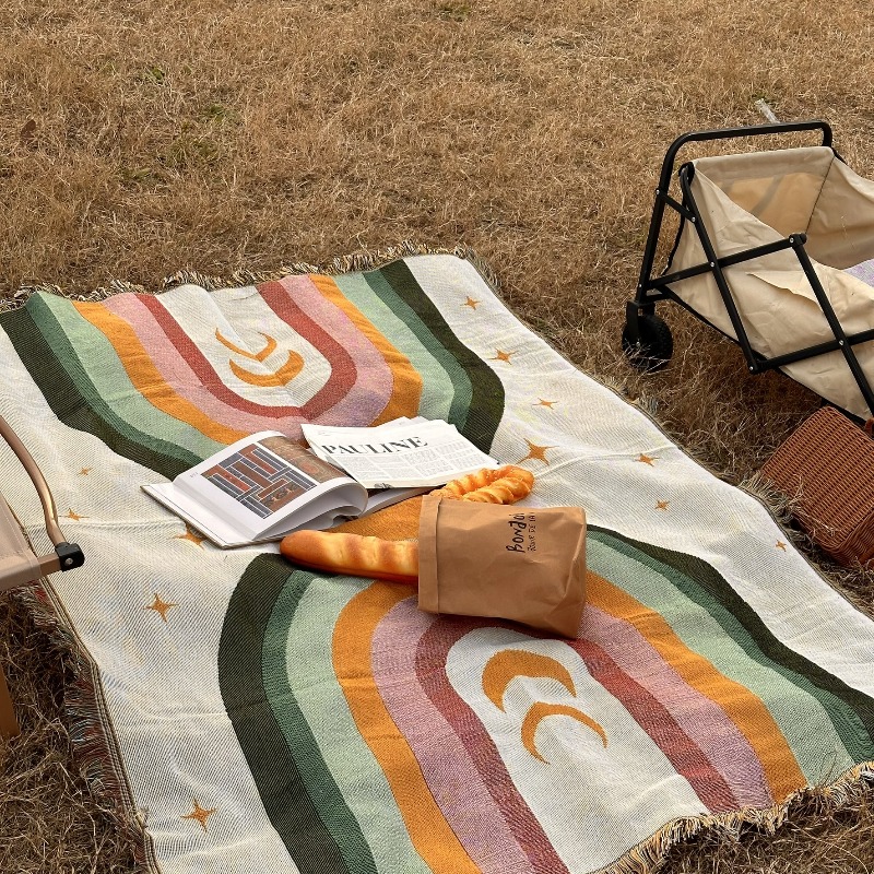 ผ้าห่มลายทางสีรุ้งนุ่มพิเศษหนา - Outdoor Camping Ideas For Adults บทวิจารณ์และราคา