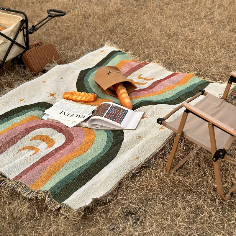 ผ้าห่มลายทางสีรุ้งนุ่มพิเศษหนา - Outdoor Camping Ideas For Adults บทวิจารณ์และราคา