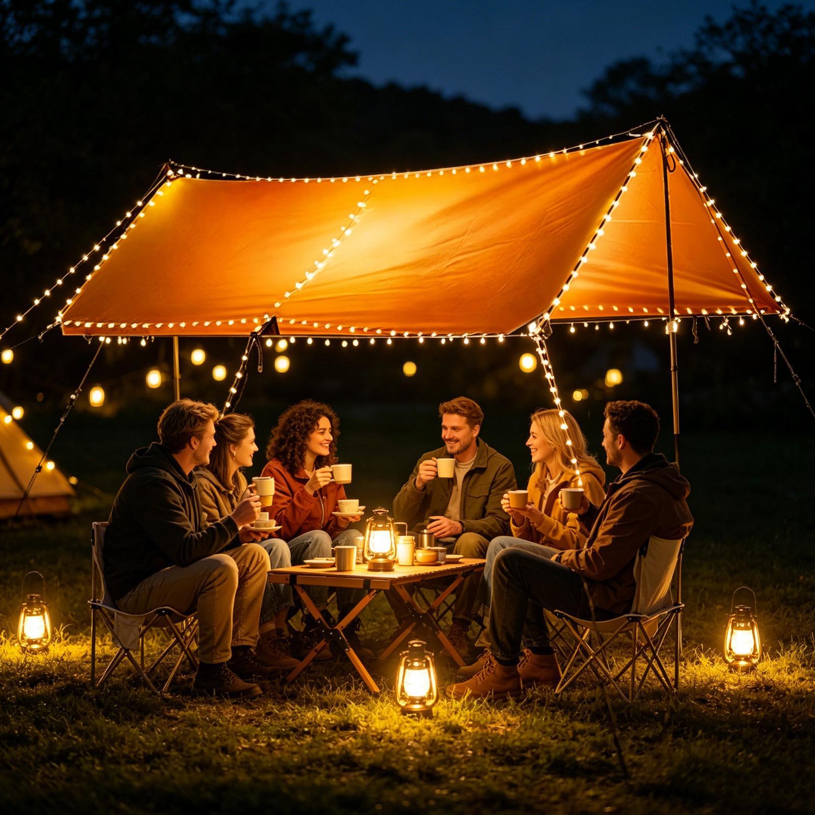 ไฟแคมป์ปิ้งแบบพับเก็บได้ 20 เม - Outdoor Camping Lights String บทวิจารณ์และราคา