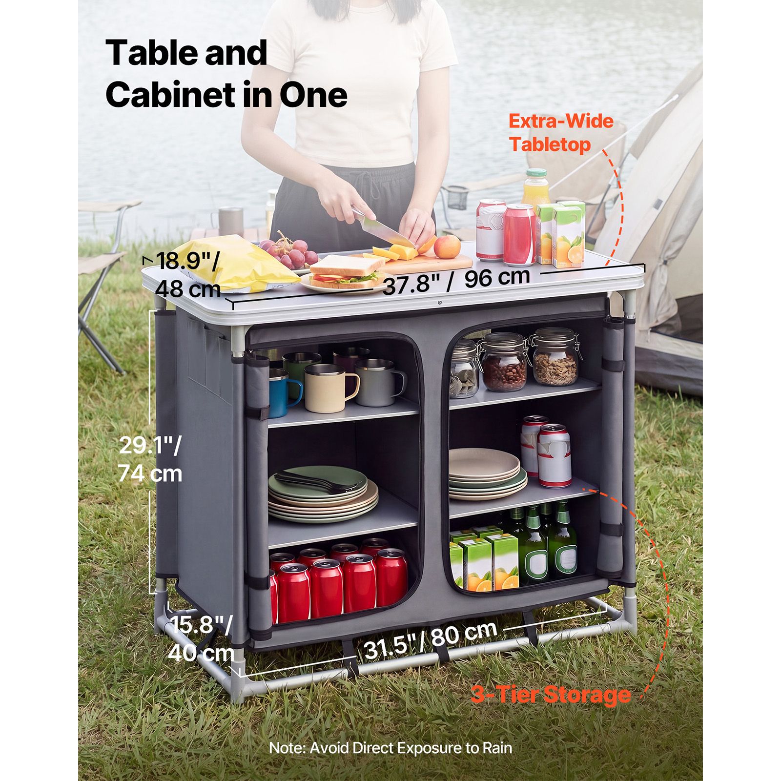ตู้เก็บของสำหรับตั้งแคมป์, โต๊ - Outdoor Camping Kitchen Setup บทวิจารณ์และราคา