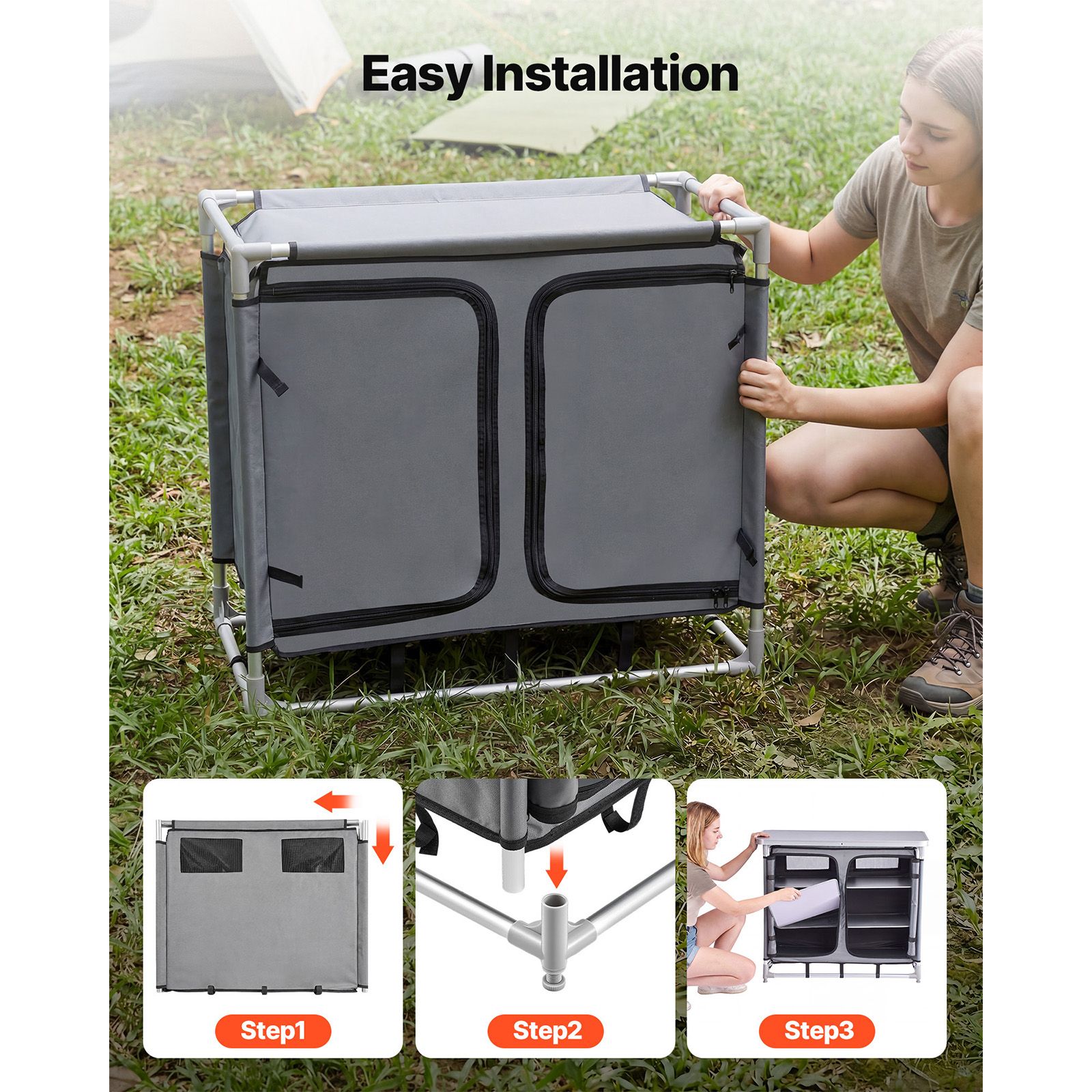 ตู้เก็บของสำหรับตั้งแคมป์, โต๊ - Outdoor Camping Kitchen Setup บทวิจารณ์และราคา